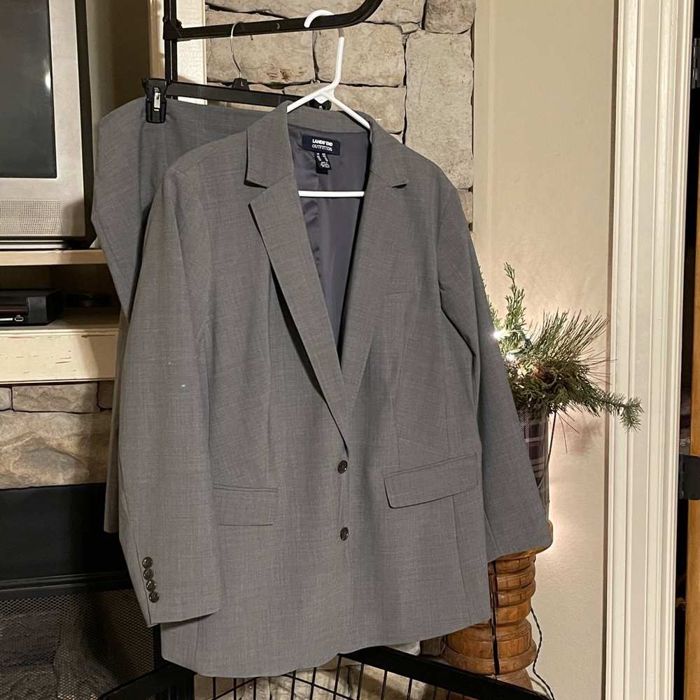 LandsEnd gray suit NWOT